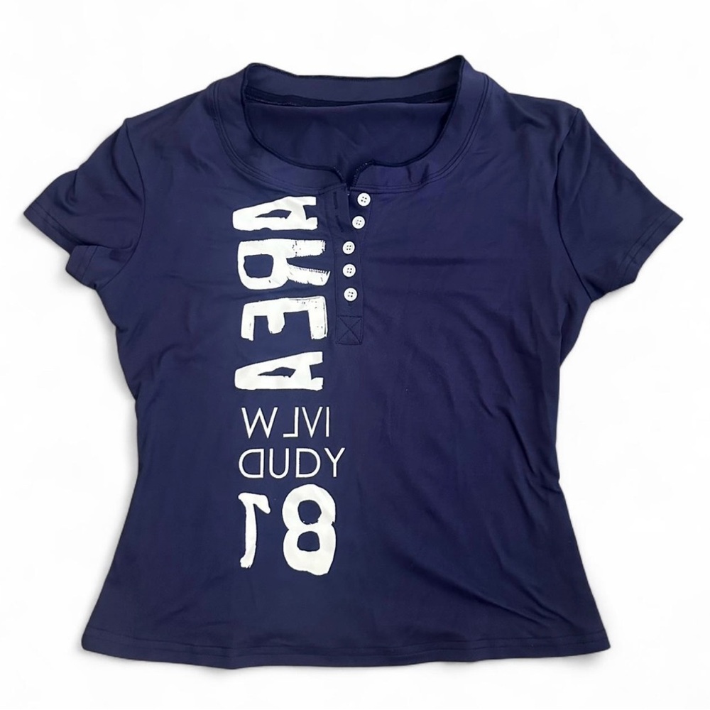 Navy Blue Graphic Women's Top